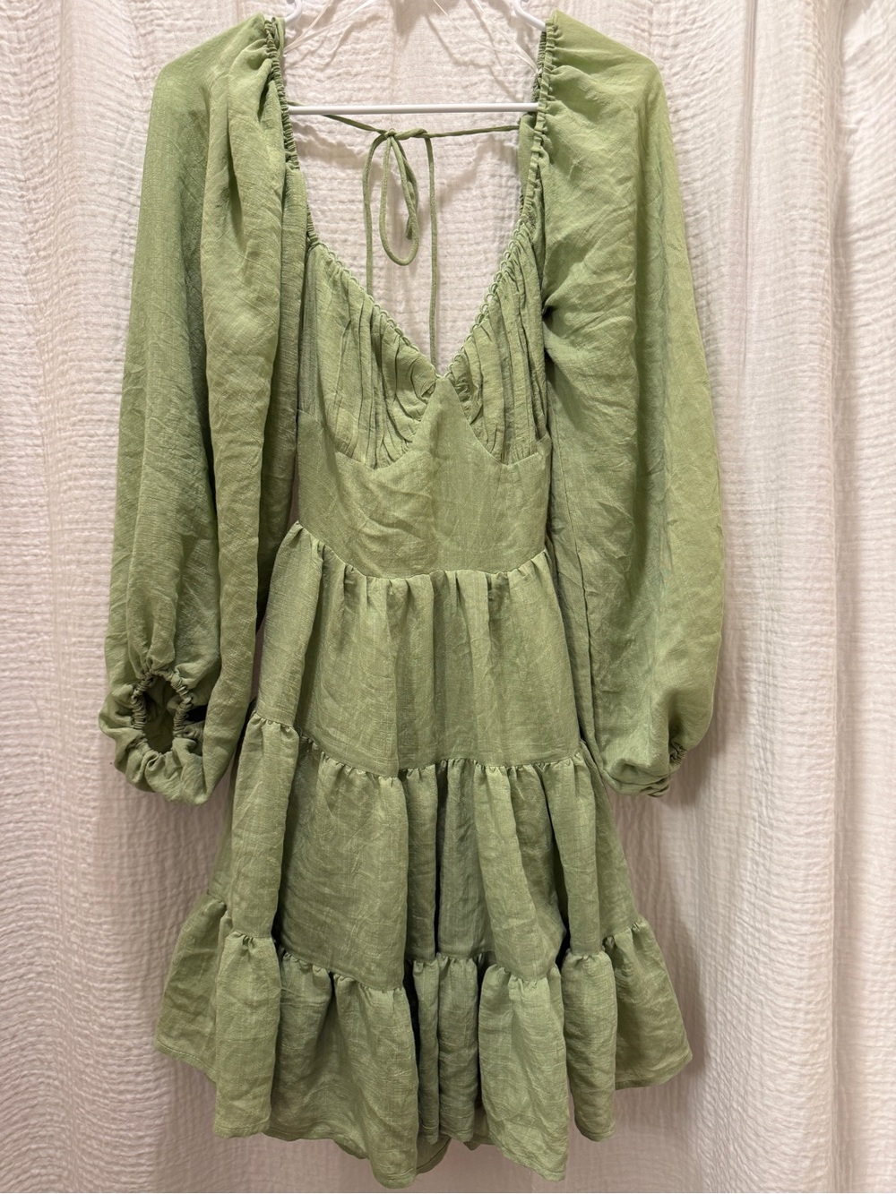 NWT Princess Polly Danny Long Sleeve Mini Dress Sage Green